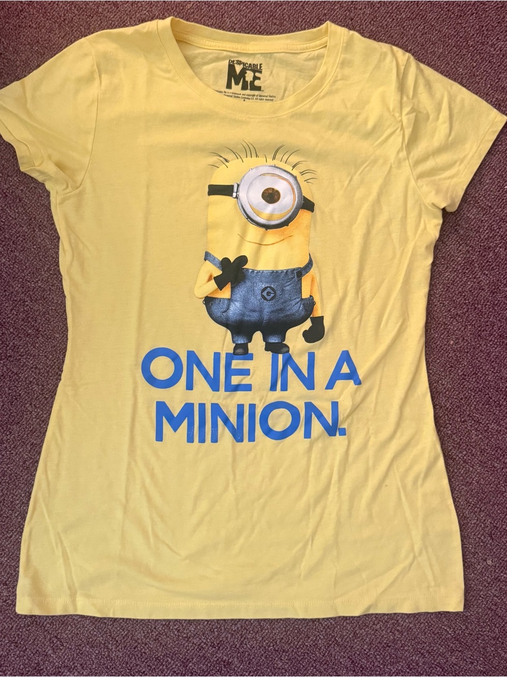 Universal Yellow Minion Graphic Tee with Blue Text